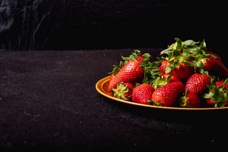 Fresh seasonal strawberries. Juicy and sweet strawberries