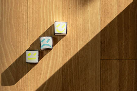 Top view of blank paper boxes, with drawn face.