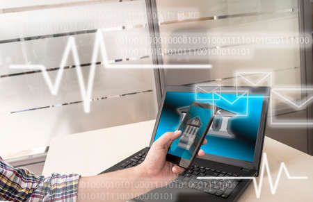 Technology concept of online banking financial transactions