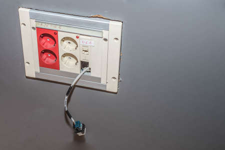 office workstation. plug and rj45 data.