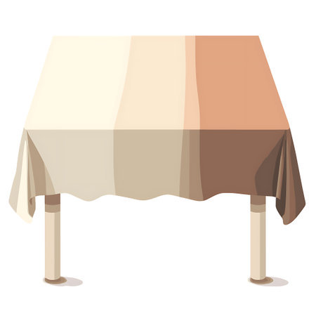 Illustration of a table with a tablecloth on a white backgroundのイラスト素材
