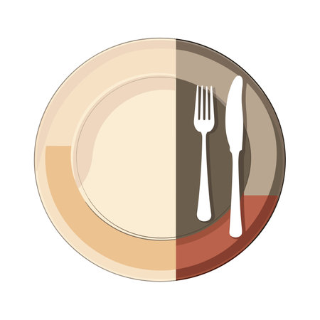 Plate and cutlery icon. Cutlery utensil and dish theme. Isolated design. Vector illustrationのイラスト素材