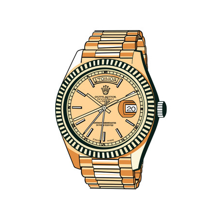 Wristwatch isolated on white background. Vector illustration in retro style.のイラスト素材