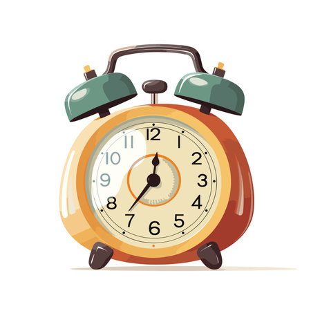 Retro alarm clock isolated on white background. Vector cartoon illustration.のイラスト素材