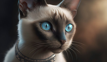 Portrait of a siamese cat with blue eyes. 3d renderingの素材