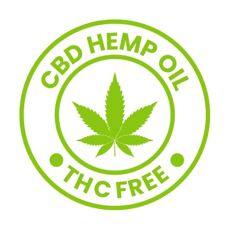 THC Free Stamp Icon, cbd hemp oil label design template elementsのイラスト素材