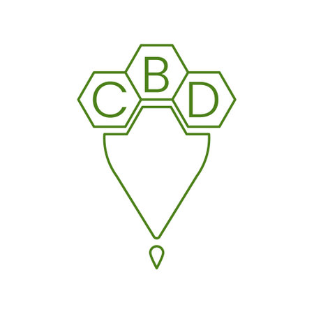 CBD Oil or Cannabidiol Lettermark Logo for CBD Hemp Oil Label Design or Box Design Templateのイラスト素材