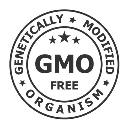 gmo free icon or genetically modified organisms, no gmo, non gmo icon vectorのイラスト素材