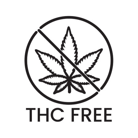 THC Free Stamp Icon Black and White, thc free emblem, seal, tag, label for cbd hemp oil label design template elementsのイラスト素材