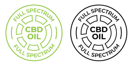 full spectrum cbd oil badge, full spectrum cbd oil seal, tag, label, icon design, vector illustrationのイラスト素材