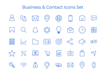color business icon set, web icon set, contact icon set for mobile apps and websiteのイラスト素材