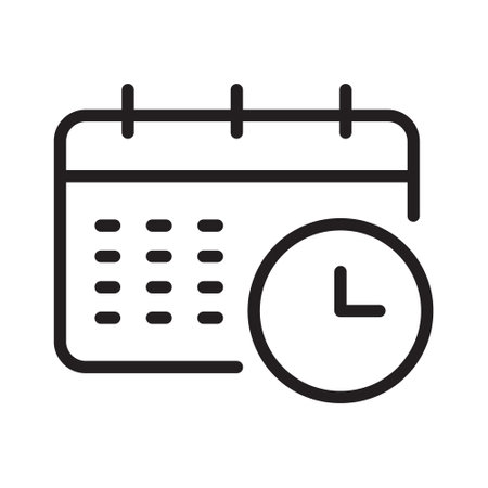 Calendar Outline Icon, Linear Calendar, Black and White Transparentのイラスト素材