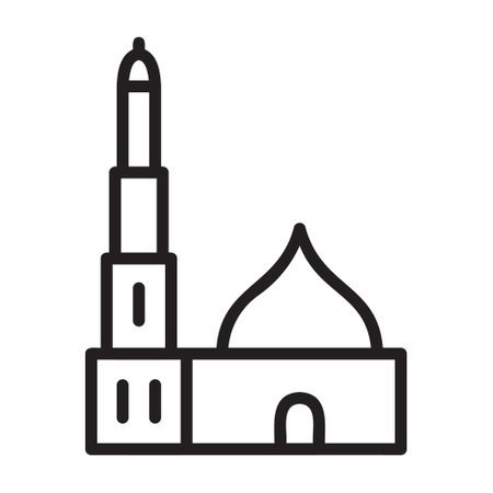 Islamic Icons Line Art Vector, Ramadan Kareem Elements, Eid Mubarak Design Elements, Muslim Prayer, Mosqueのイラスト素材