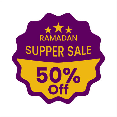 Ramadan Kareem Special Offer, Sale, Discount Badge, Label, Sticker, Button Vector Illustration Designのイラスト素材