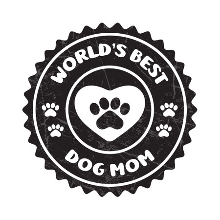 World's Best Dog Mom Badge, Stamp, Seal, Sticker, Label With Grunge Effectのイラスト素材