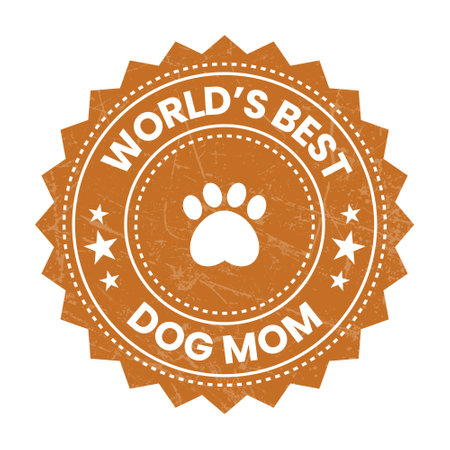 World's Best Dog Mom Badge, Stamp, Seal, Sticker, Label With Grunge Effectのイラスト素材