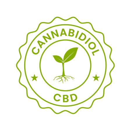 Cannabidiol CBD Oil Badge, Logo, Label, Sticker, Logo For CBD Oil Label, Hemp Oil Label Design,のイラスト素材