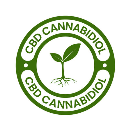 Cannabidiol CBD Oil Badge, Logo, Label, Sticker, Logo For CBD Oil Label, Hemp Oil Label Designのイラスト素材