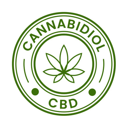 Cannabidiol CBD Oil Badge, Logo, Label, Sticker, Logo For CBD Oil Label, Hemp Oil Label Designのイラスト素材
