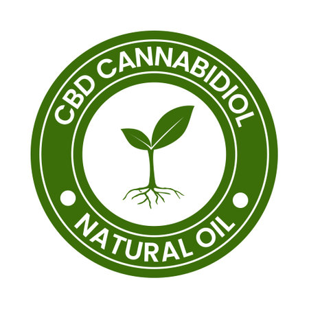 Cannabidiol CBD Oil Badge, Logo, Label, Sticker, Logo For CBD Oil Label, Hemp Oil Label Designのイラスト素材