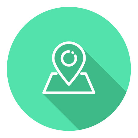 3d Location flat Icon, GPS Pointer Icon, Map Locator Sign, Pin location Vector, Colored Pin Point Flat Icon With Long Shadowのイラスト素材
