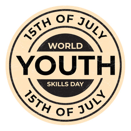 World Youth Skill Day Design Template, Badge Design, Emblem, Seal, Sticker, Stamp, Icon, Symobl, Logo, Tshirt, Event on July 15 Design Vector Illustrationのイラスト素材