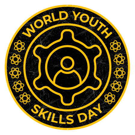 World Youth Skill Day Design Template, Badge Design, Emblem, Seal, Sticker, Stamp, Icon, Symobl, Logo, Tshirt, Event on July 15 Design Vector Illustrationのイラスト素材