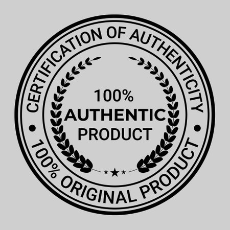 Certification of Authenticity Badge, 100 PercentOriginal Product Stamp, Logo, Sticker, Patch, round Emblem, Retro, Vintage, Hipster Vector Illustrationのイラスト素材