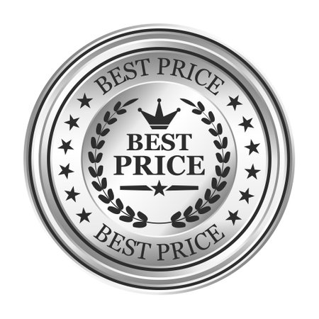 Best Price Badge or Best Offer Badge With Glossy Gradient Vector Illustration, Best Deal Seal, Best Deal Label, Emblem, Logo, Button, Sticker, Card Design Elementのイラスト素材