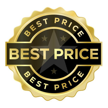 Best Price Badge or Best Offer Badge With Glossy Gradient Vector Illustration, Best Deal Seal, Best Deal Label, Emblem, Logo, Button, Sticker, Card Design Elementのイラスト素材