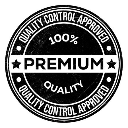 Quality Control Approved Stamp, Badge, Icon, Seal, Emblem, Quality Assurance Label, Quality Concept, Service, Controller, Patch, Rubber, Product, Sticker, Vector Illustration With Grunge Textureのイラスト素材