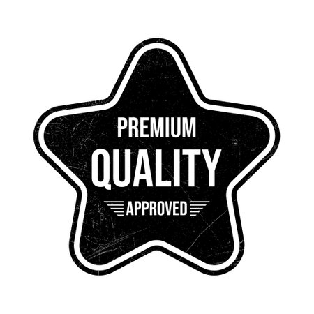 Quality Control Approved Stamp, Badge, Icon, Seal, Emblem, Quality Assurance Label, Quality Concept, Service, Controller, Patch, Rubber, Product, Sticker, Vector Illustration With Grunge Textureのイラスト素材