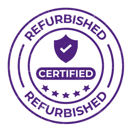 Certified Refurbished Rubber Stamp, Badge, Seal, Label, Emblem, Certified Refurbished Product, Goods, Quality Maintained, Tested, Demanding Choice Vector Illustrationのイラスト素材