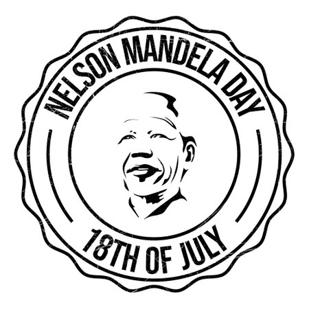 Nelson Mandela Day Badge, Emblem, Label, T shirt United Nations Observance On 18th Of July Vector Illustrationのイラスト素材