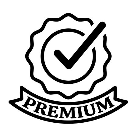 Premium Badge Icon, Medal Icon Vector, Winner Badge, Certification Icon, Best Quality Icon, Best Quality, Number One, Monarchy, Sports and Competition Badge, VIP Symbol Vector Illustrationのイラスト素材