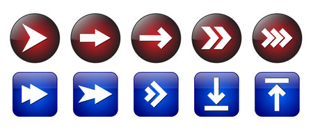 Arrows Vector Icon Set, 3D Glossy Realistic Arrow Button, Shiny Arrow Button Set On White Background