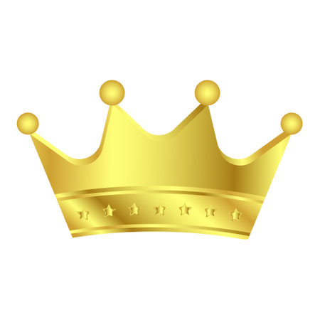 Golden King And Queen Crown Icon, Royals Princes Crown Symbol, Design Elements, Wealth and Expensive Signのイラスト素材