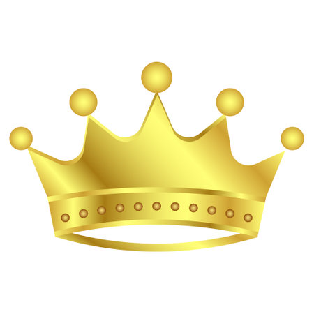 Golden King And Queen Crown Icon, Royals Princes Crown Symbol, Design Elements, Wealth and Expensive Signのイラスト素材