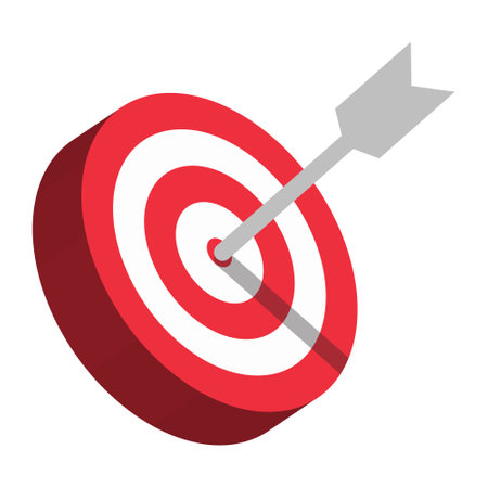 3D Realistic Bullseye Target Icon, Arrow Dart Targeting Symbol, Archery Target Icon, Dart Targeting Market Logo For Success, Winning, Destination, Success Strategy Design Elements Vector Illustrationのイラスト素材