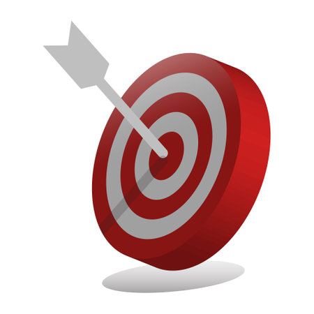3D Realistic Bullseye Target Icon, Arrow Dart Targeting Symbol, Archery Target Icon, Dart Targeting Market Logo For Success, Winning, Destination, Success Strategy Design Elements Vector Illustrationのイラスト素材