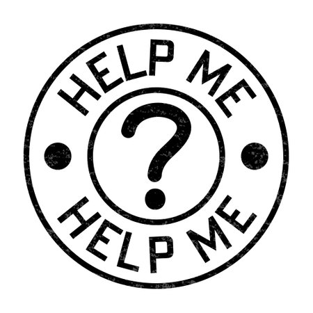Help Me Icon, Helping Vector, Support Me Badge, Helping  Hand Vector, Badge, Stamp, Rubber, Emblem, Seal, Customer Service, Black And White Label With Grunge Textureのイラスト素材