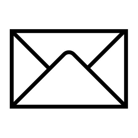 Envelope icon, Email Icon, Inbox Icon Black and White On Transparent Backgroundの写真素材