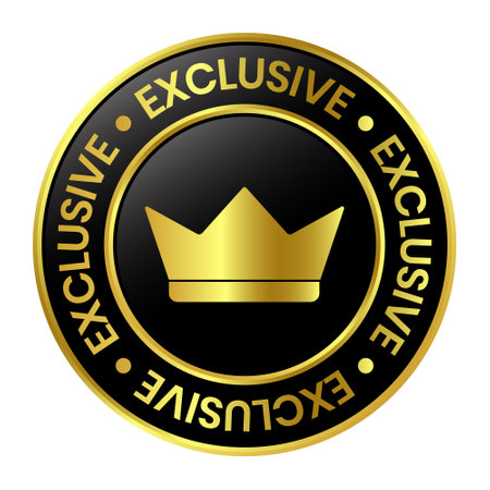 Glossy Exclusive Stamp, Exclusive Label, Exclusive Icon Vector Illustration With 3D Realistic Shiny Rubber Stampのイラスト素材