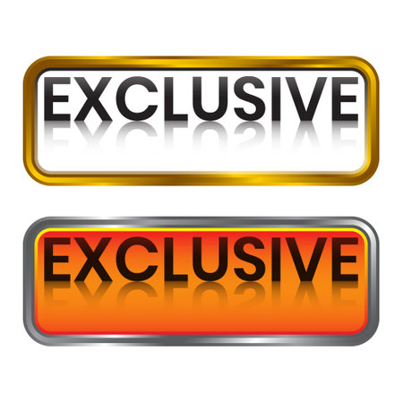 Glossy Exclusive Stamp, Exclusive Label, Exclusive Icon Vector Illustration With 3D Realistic Shiny Rubber Stampのイラスト素材