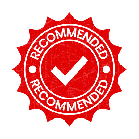 Recommended Stamp, Recommendation Icon, Recommendation Rubber Stamp Round Band, Label, Emblem, Seal, Sticker, Logo, Vector Illustration With Grunge Textureのイラスト素材