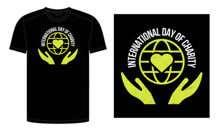 International Day of Charity Typography T-shirt, Banner, Label Vector Illustration, International Charity Day T-Shirt Design, Retro Vintage Tee Shirtのイラスト素材