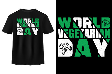 World Vegetarian Day Typography T Shirt Design, Calligraphy Design, Badge, Stamp, Logo, Lettering, Vegetable Lover T Shirt, Greeting Card, Banner, Sticker, Holiday Observance On The 1st Octoberのイラスト素材