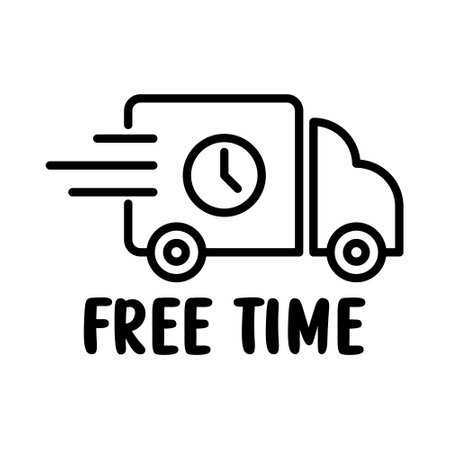 Free Time Icon, Time And Date Symbol, Calendar Icon, Spare, Hobby, Fast Delivery Truck, Transportation, User Interface, Shipment, Activities Vector Illustrationのイラスト素材