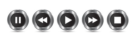Play, Pause, Next, Previous And Stop Button Set, Multimedia Player Icon, Music Elements Design, Media Player Button, Play Back Symbol Vector Illustrationのイラスト素材