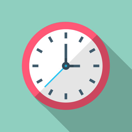 Flat Face Clock Vector Icon, Time Management Icon, Watch, Alarm Clock, Time Icon Design, Seconds, Minutes, Business Hours, Chronometer Symbol, Technology Symbol, Interval Elements Vector Illustrationのイラスト素材